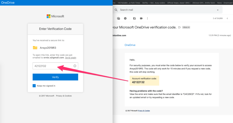 download files from microsoft onedrive email
